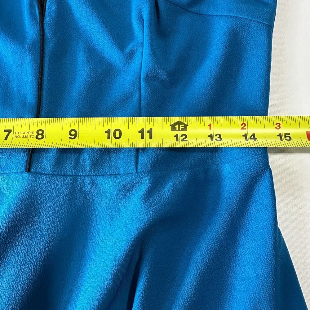 Fit & Flare Womens Dress Medium Blue Royal Black Lining See Thru Front Back Zip - Picture 7 of 11